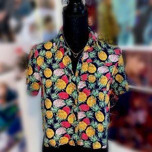 Button Down Shirt with Tropical Design